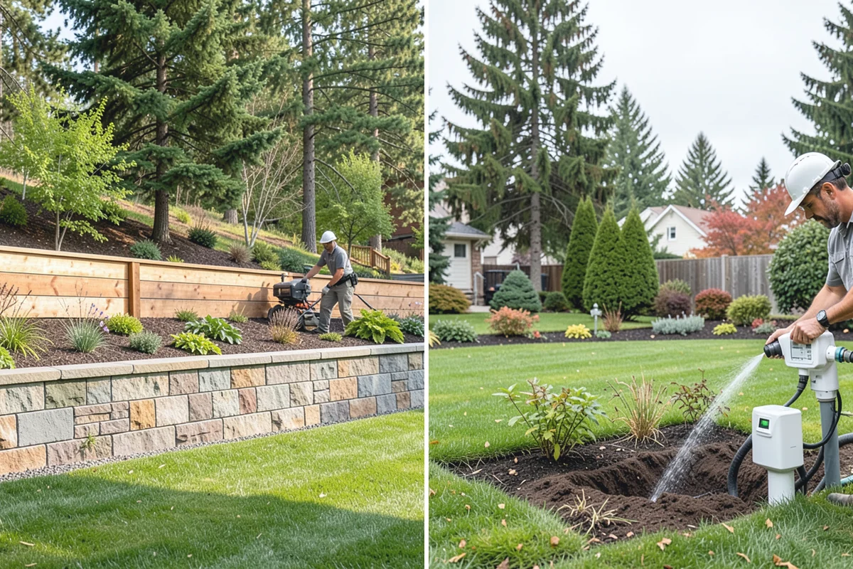 Basalt Rock Installation in Woodinville, King County, WA - Grade the area and confirm bearing for boulders or columns