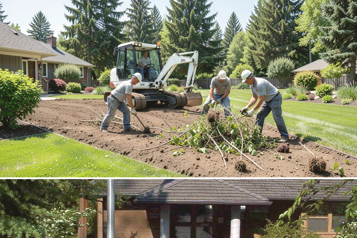 Basalt Rock Installation in Yarrow Point, King County, WA - Basalt can be set any time of year, though summer's firmer ground makes placing heavy boulders and columns safer and easier.