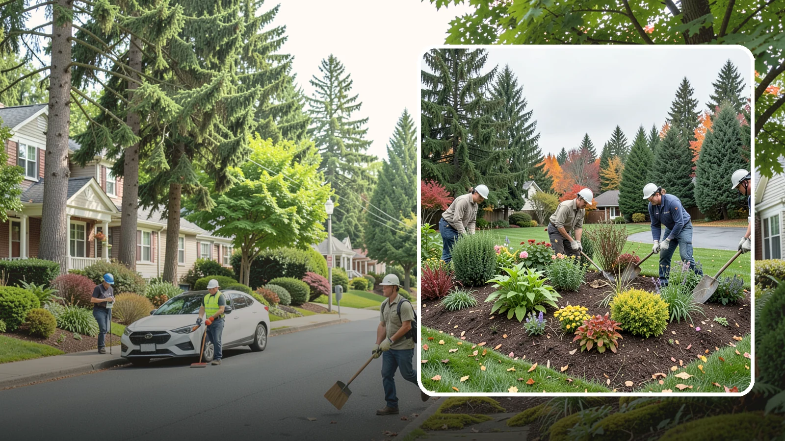 Bed Cleanup in Beaux Arts Village, King County, WA - We clear leaves, weeds, spent growth, and winter debris to restore order to your Pacific Northwest planting beds.