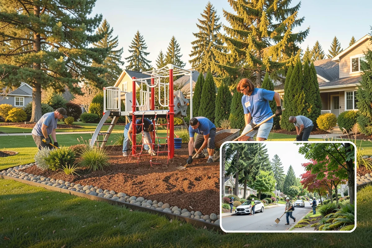 Bed Cleanup in Beaux Arts Village, King County, WA - Removes leaf litter and debris that smother plants and invite rot