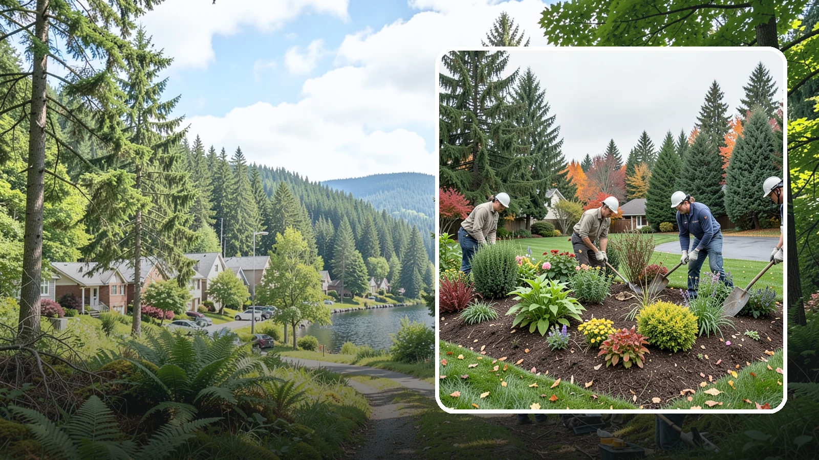 Bed Cleanup in Lake Forest Park, King County, WA - We clear leaves, weeds, spent growth, and winter debris to restore order to your Pacific Northwest planting beds.