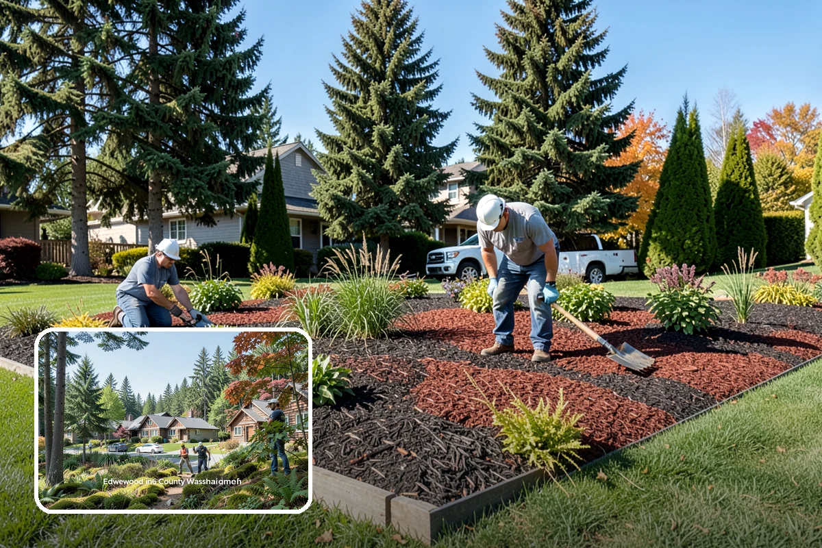 Bed Mulching in Edgewood, Pierce County, WA - Suppresses PNW weeds and reduces hand-pulling