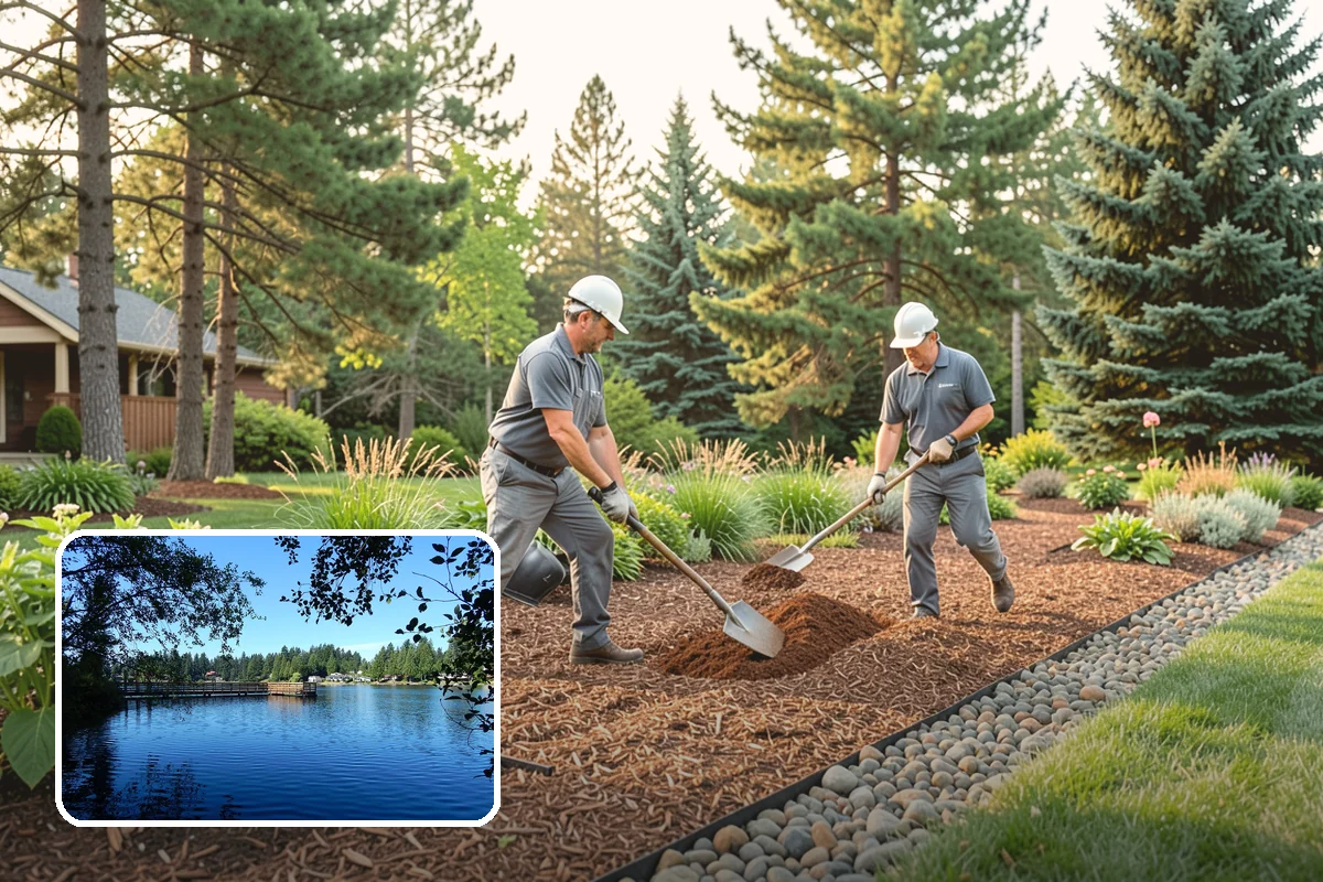 Bed Mulching in Federal Way, King County, WA - Suppresses PNW weeds and reduces hand-pulling