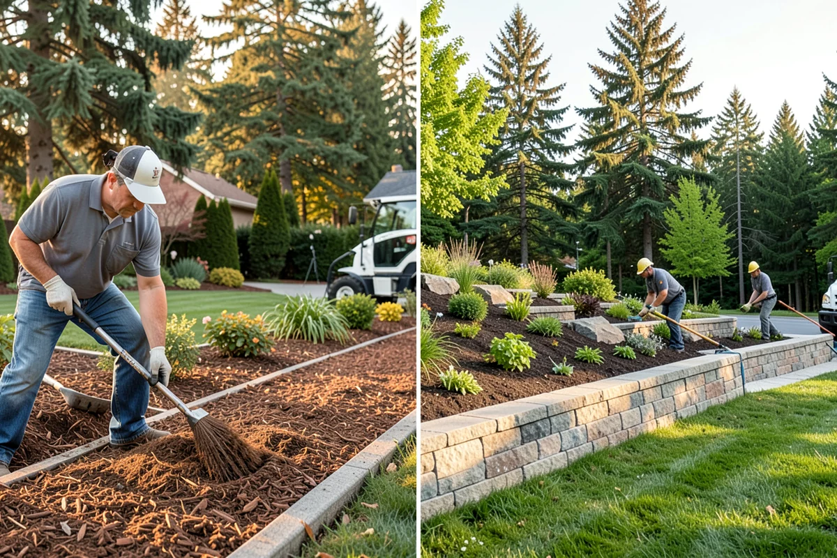 Bed Mulching in Lake Forest Park, King County, WA - Confirm mulch type and calculate coverage depth