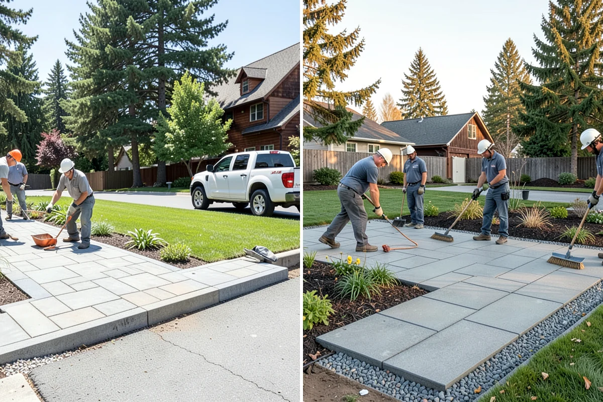 Bed Preparation in Concrete, Skagit County, WA - Clear old growth, debris, and weeds