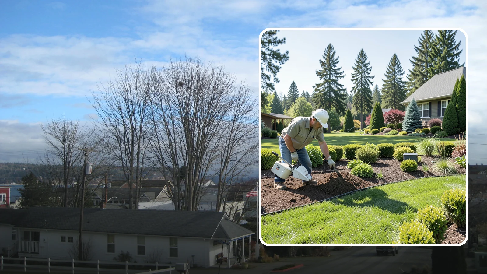 Bed Reshaping in Langley, Island County, WA - We redraw the lines of your existing beds to create graceful curves, better sightlines, and a more cohesive Pacific Northwest...