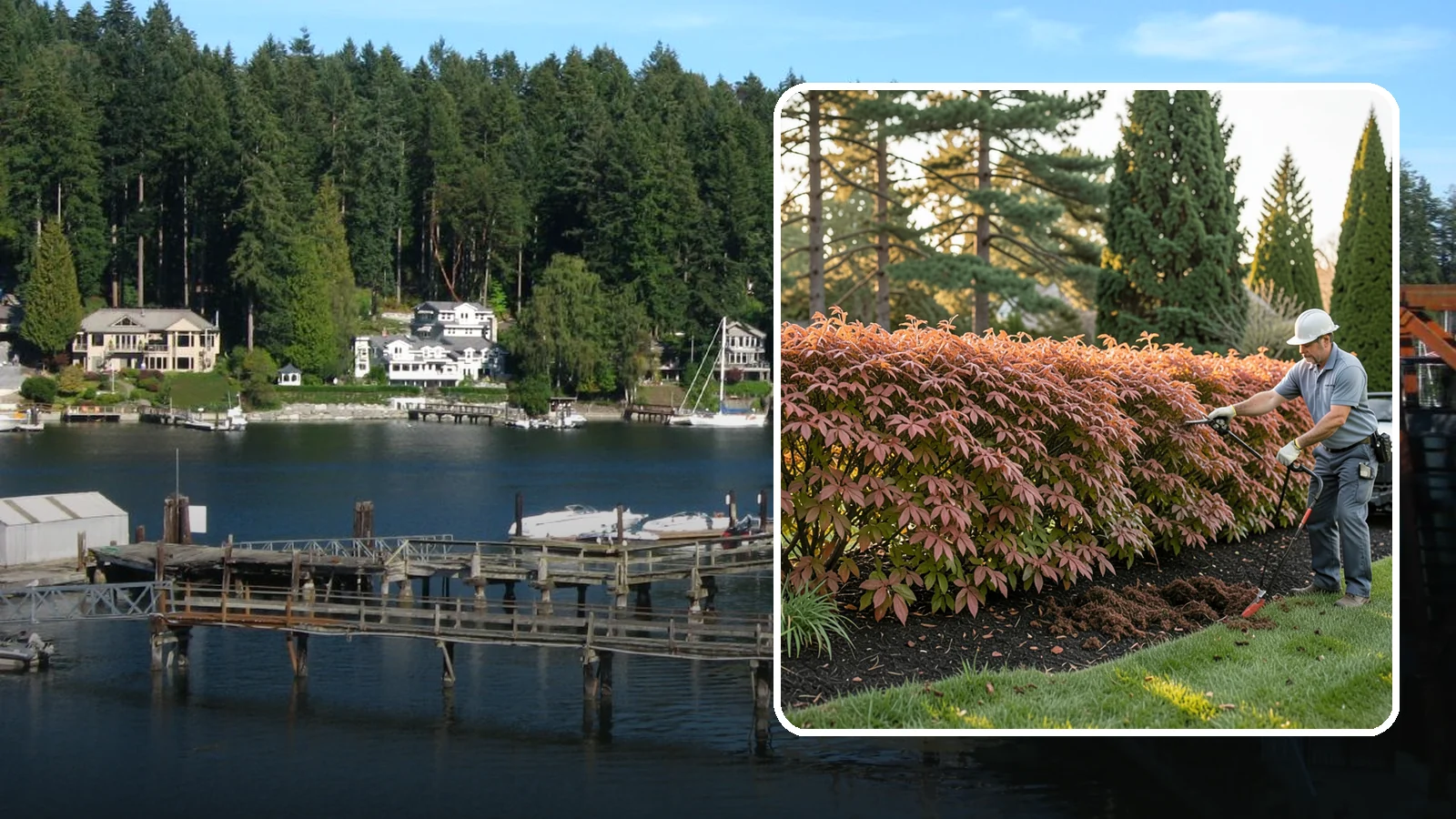 Beech Hedge Trimming in Gig Harbor, Pierce County, WA - Specialist beech hedge trimming that maintains dense summer green and the coppery winter leaves this deciduous hedge is loved for.