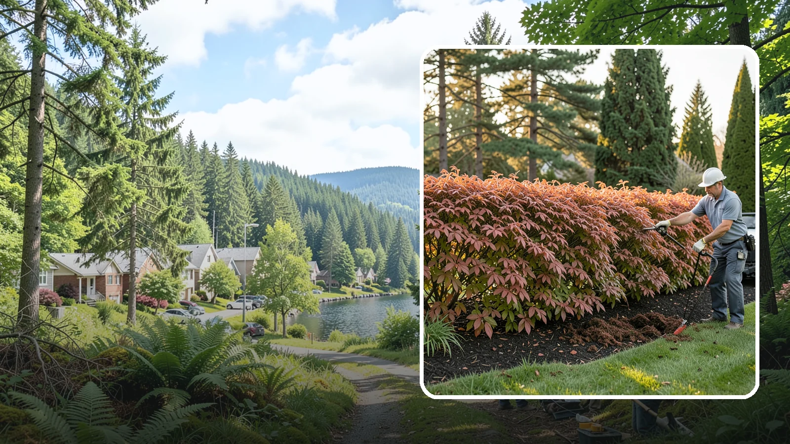 Beech Hedge Trimming in Lake Forest Park, King County, WA - Specialist beech hedge trimming that maintains dense summer green and the coppery winter leaves this deciduous hedge is loved for.