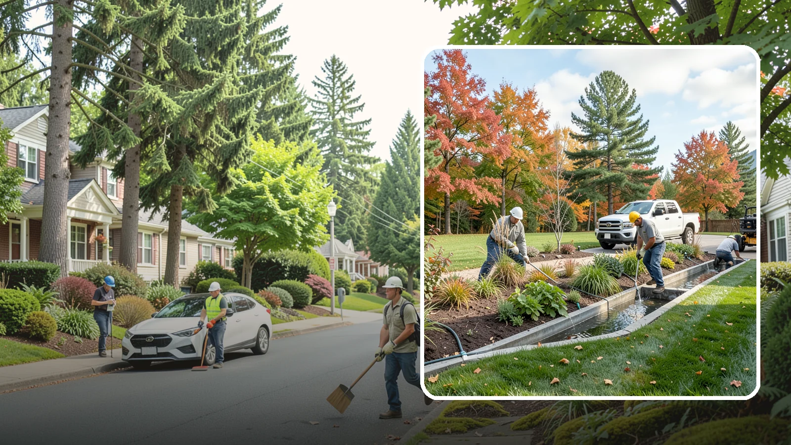 Bioswale Installation in Beaux Arts Village, King County, WA - Engineered bioswales that channel, slow, and filter stormwater runoff naturally and attractively.