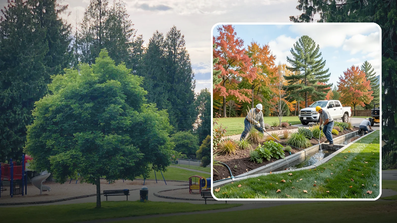 Bioswale Installation in Bonney Lake, Pierce County, WA - Engineered bioswales that channel, slow, and filter stormwater runoff naturally and attractively.