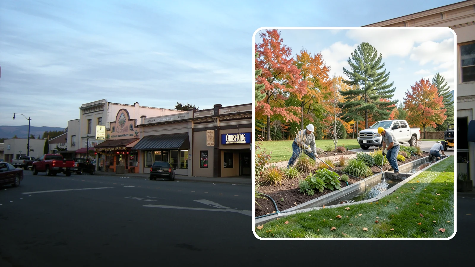 Bioswale Installation in Burlington, Skagit County, WA - Engineered bioswales that channel, slow, and filter stormwater runoff naturally and attractively.