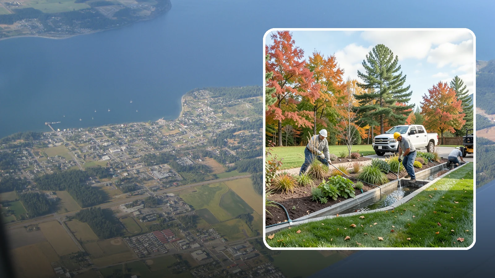 Bioswale Installation in Coupeville, Island County, WA - Engineered bioswales that channel, slow, and filter stormwater runoff naturally and attractively.