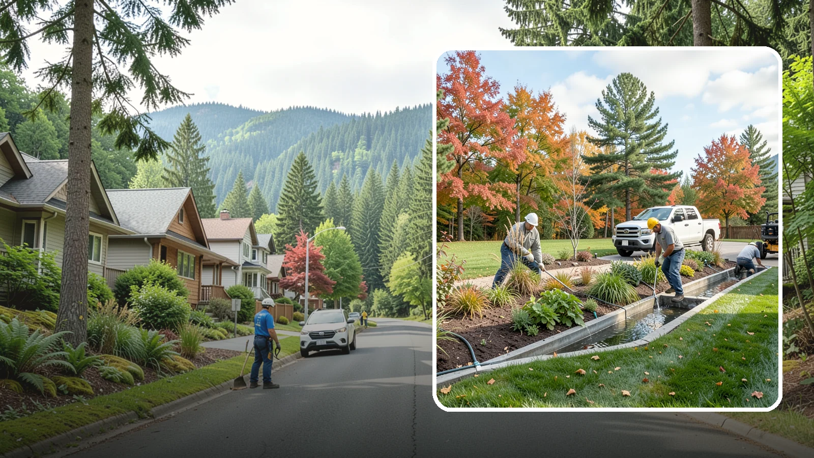 Bioswale Installation in Darrington, Snohomish County, WA - Engineered bioswales that channel, slow, and filter stormwater runoff naturally and attractively.