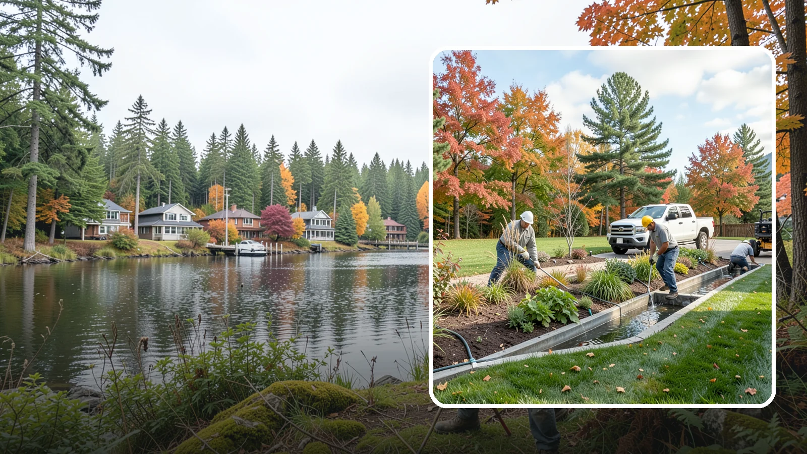 Bioswale Installation in La Conner, Skagit County, WA - Engineered bioswales that channel, slow, and filter stormwater runoff naturally and attractively.