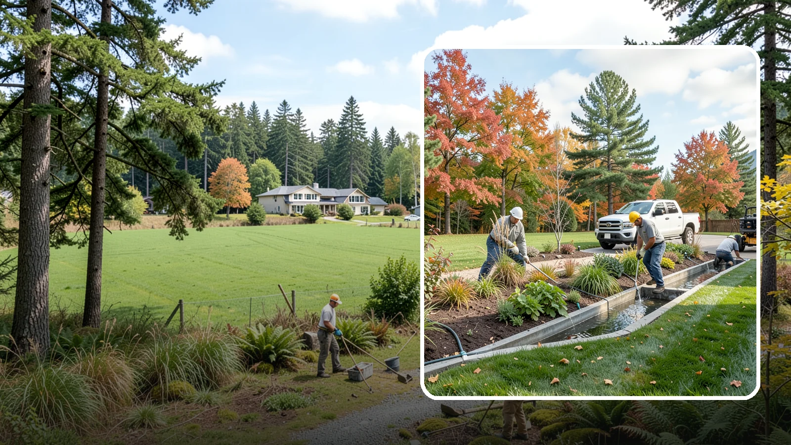 Bioswale Installation in Lyman, Skagit County, WA - Engineered bioswales that channel, slow, and filter stormwater runoff naturally and attractively.
