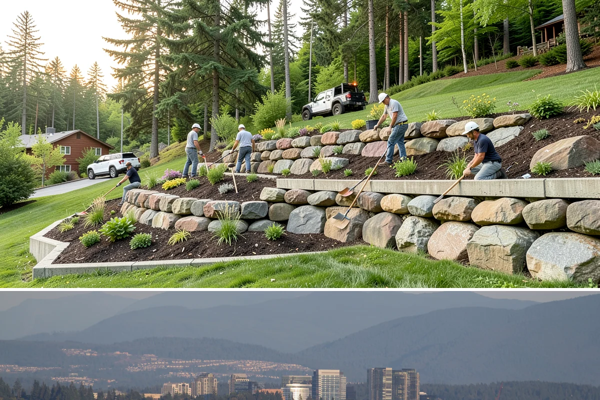Bioswale Installation in Medina, King County, WA - Best built and planted spring or fall.