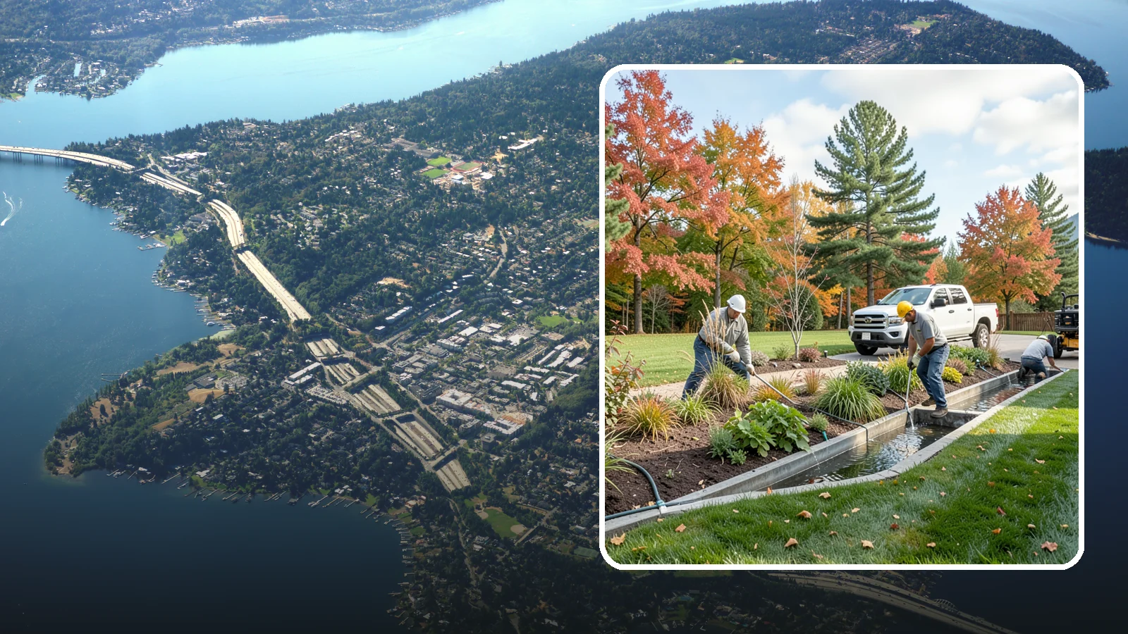Bioswale Installation in Mercer Island, King County, WA - Engineered bioswales that channel, slow, and filter stormwater runoff naturally and attractively.