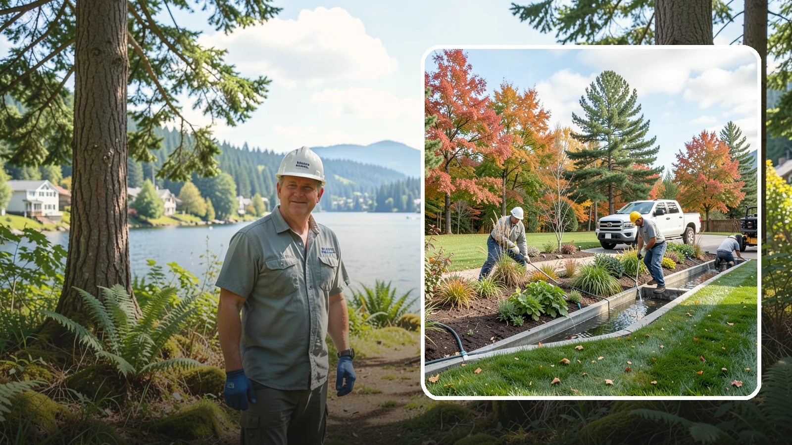 Bioswale Installation in Milton, King County, WA - Engineered bioswales that channel, slow, and filter stormwater runoff naturally and attractively.