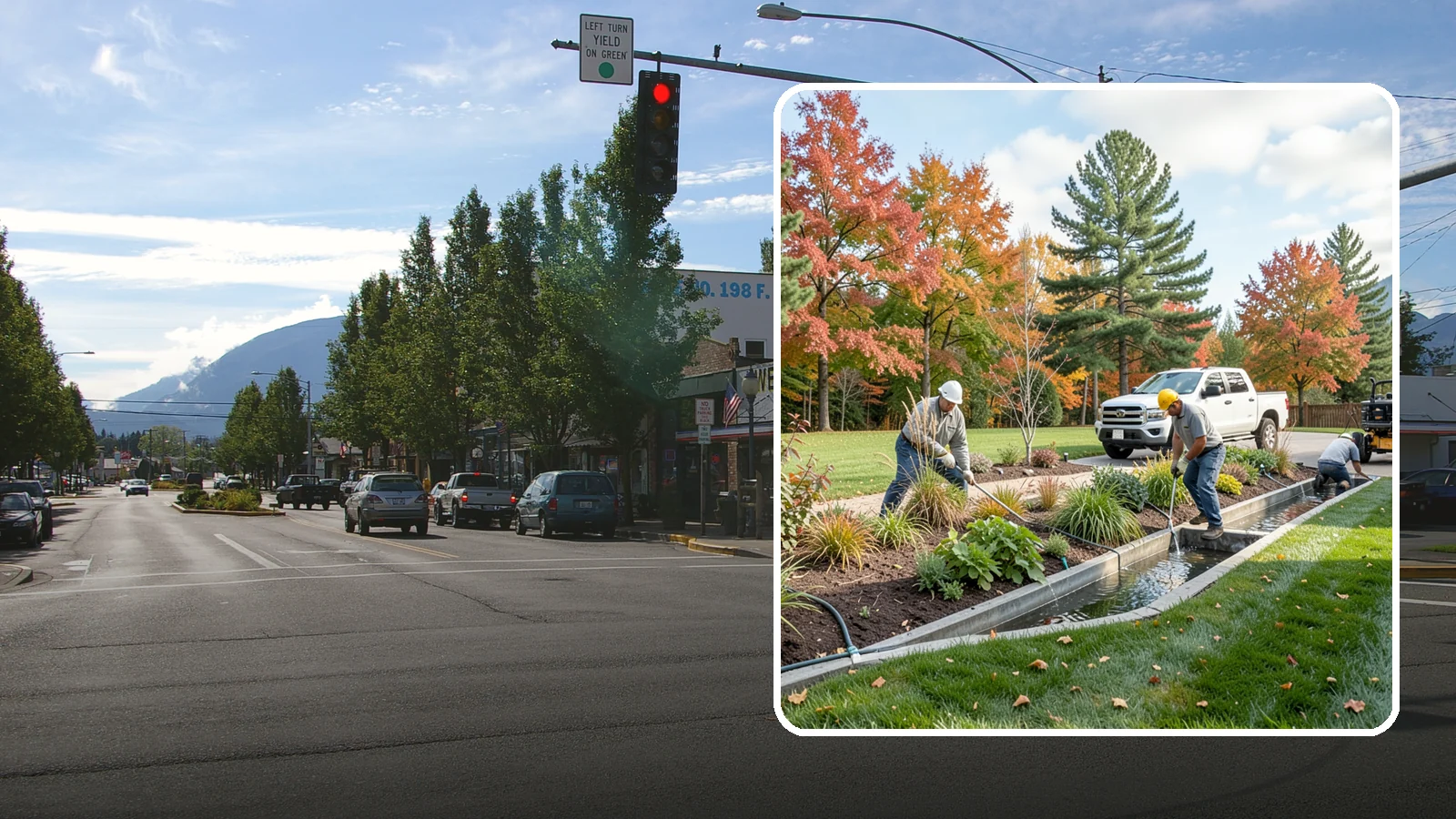 Bioswale Installation in North Bend, King County, WA - Engineered bioswales that channel, slow, and filter stormwater runoff naturally and attractively.