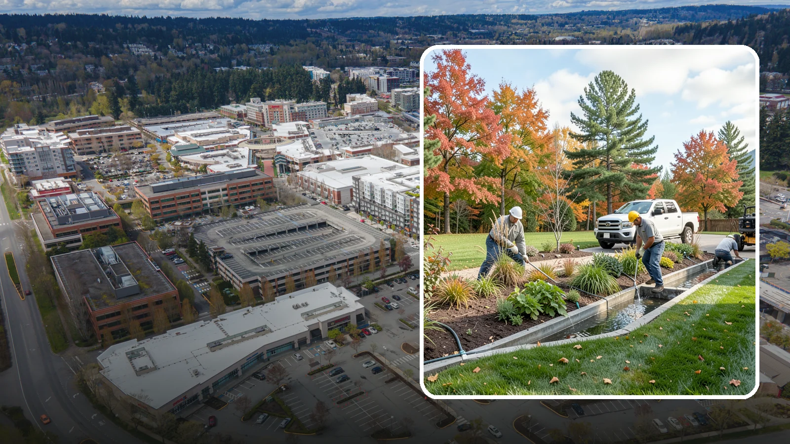 Bioswale Installation in Redmond, King County, WA - Engineered bioswales that channel, slow, and filter stormwater runoff naturally and attractively.