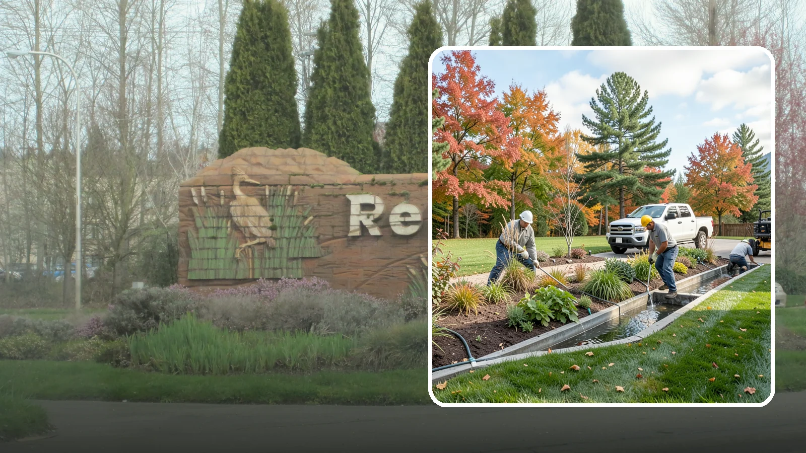 Bioswale Installation in Renton, King County, WA - Engineered bioswales that channel, slow, and filter stormwater runoff naturally and attractively.