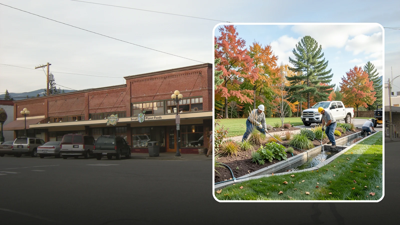 Bioswale Installation in Sedro-Woolley, Skagit County, WA - Engineered bioswales that channel, slow, and filter stormwater runoff naturally and attractively.