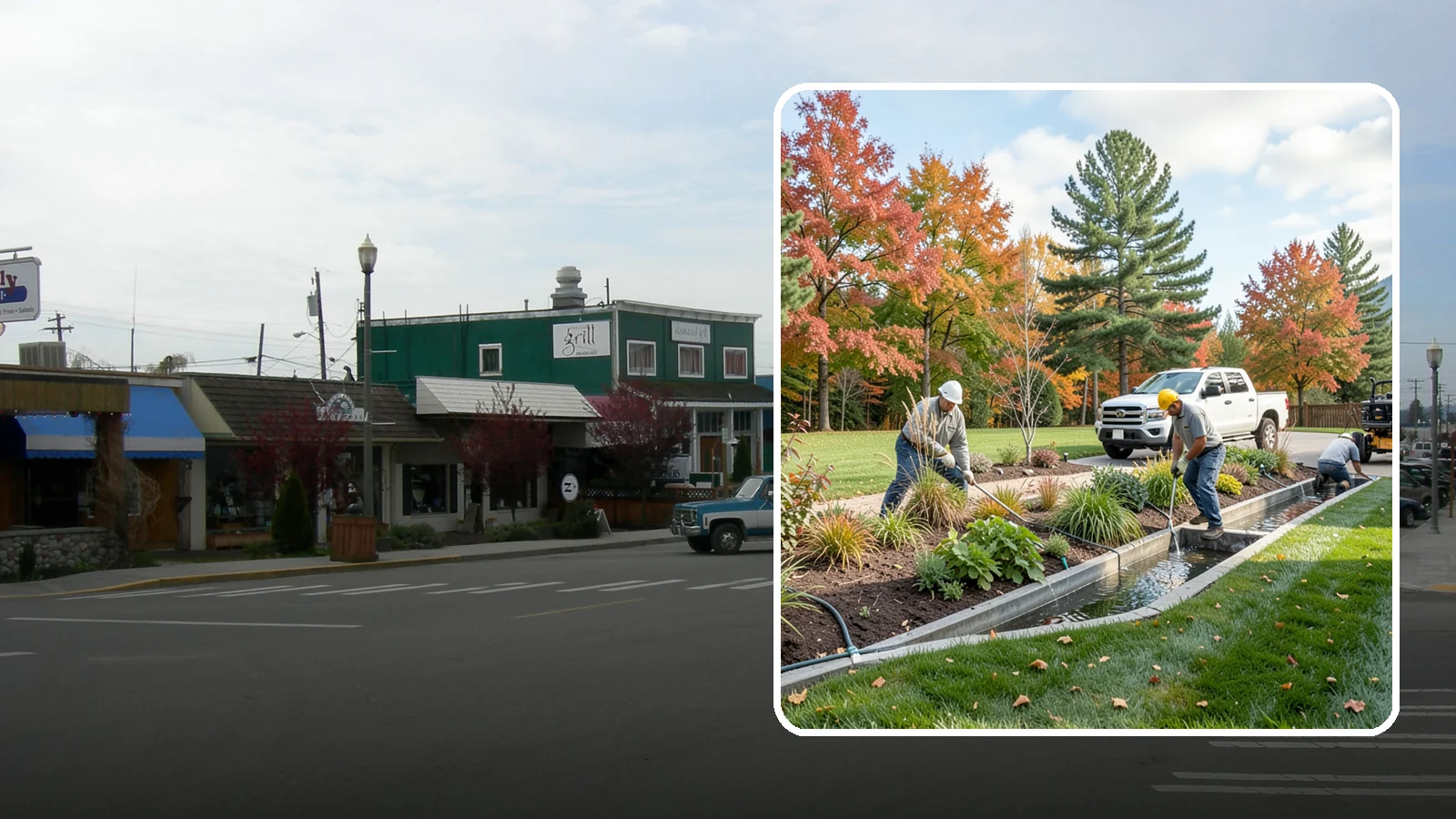 Bioswale Installation in Stanwood, Snohomish County, WA - Engineered bioswales that channel, slow, and filter stormwater runoff naturally and attractively.