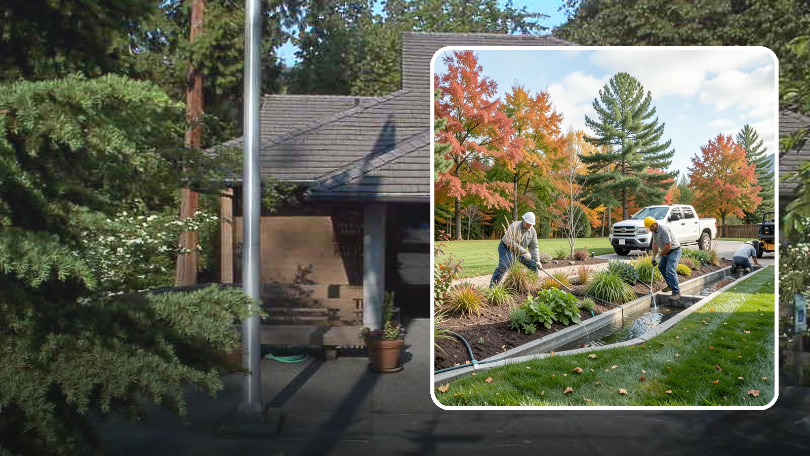 Bioswale Installation in Yarrow Point, King County, WA - Engineered bioswales that channel, slow, and filter stormwater runoff naturally and attractively.