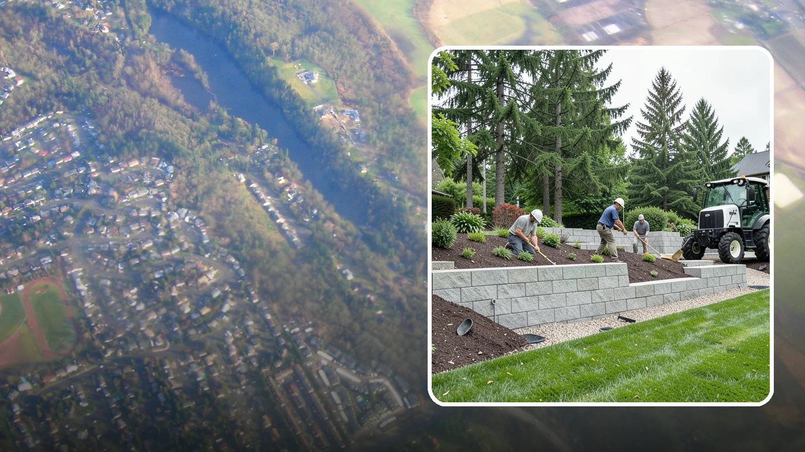 Block Wall Installation in Algona, King County, WA - We build engineered concrete block retaining walls with the drainage systems essential for saturated Northwest slopes.