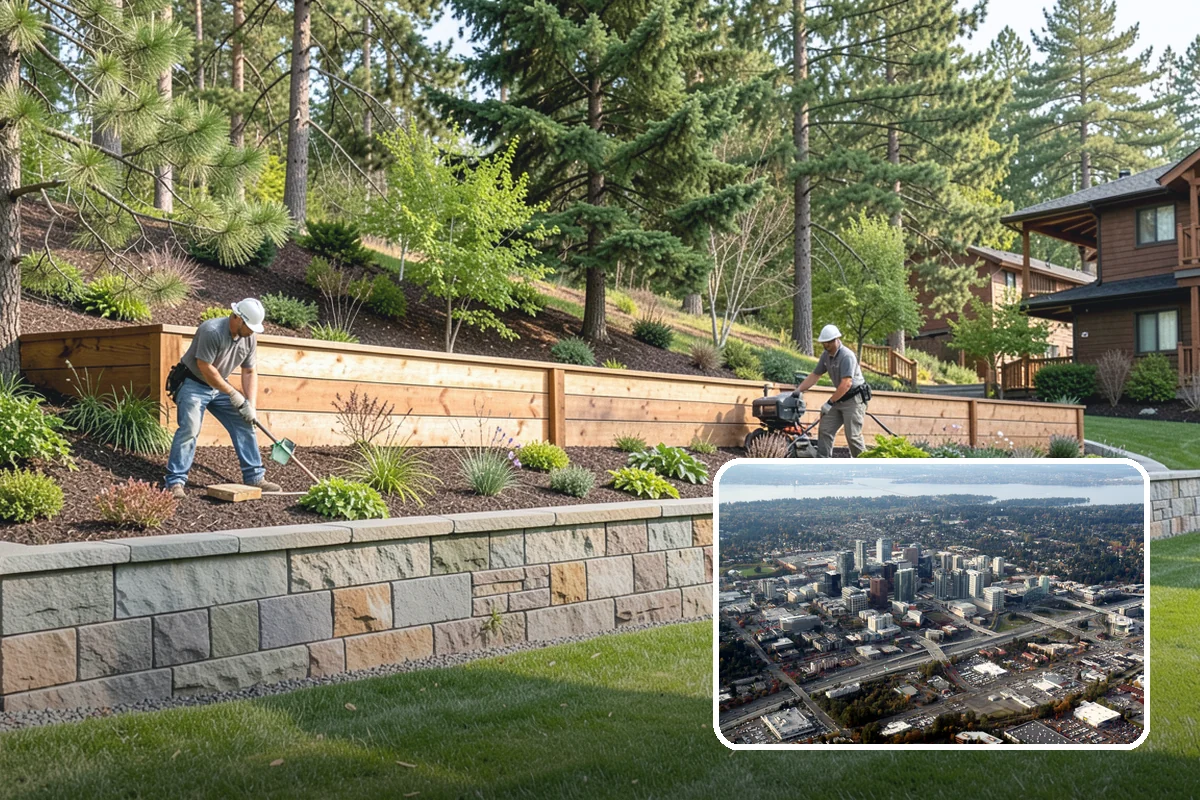 Block Wall Installation in Bellevue, King County, WA - Engineered drainage relieves hydrostatic pressure