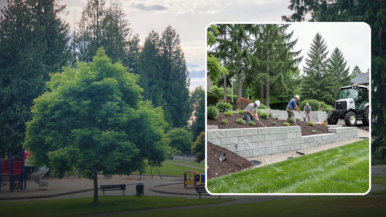 Block Wall Installation in Bonney Lake, Pierce County, WA - We build engineered concrete block retaining walls with the drainage systems essential for saturated Northwest slopes.