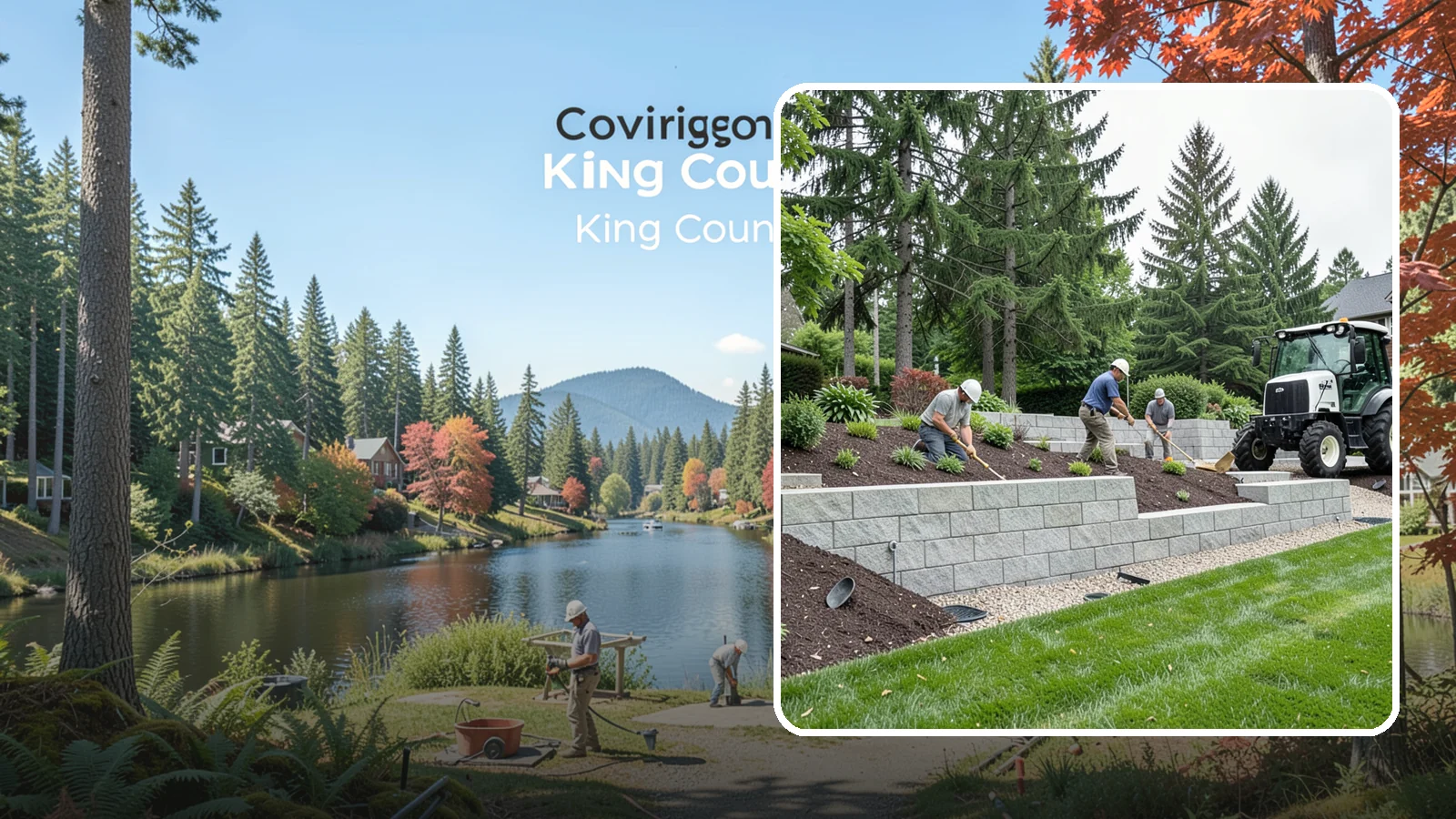 Block Wall Installation in Covington, King County, WA - We build engineered concrete block retaining walls with the drainage systems essential for saturated Northwest slopes.