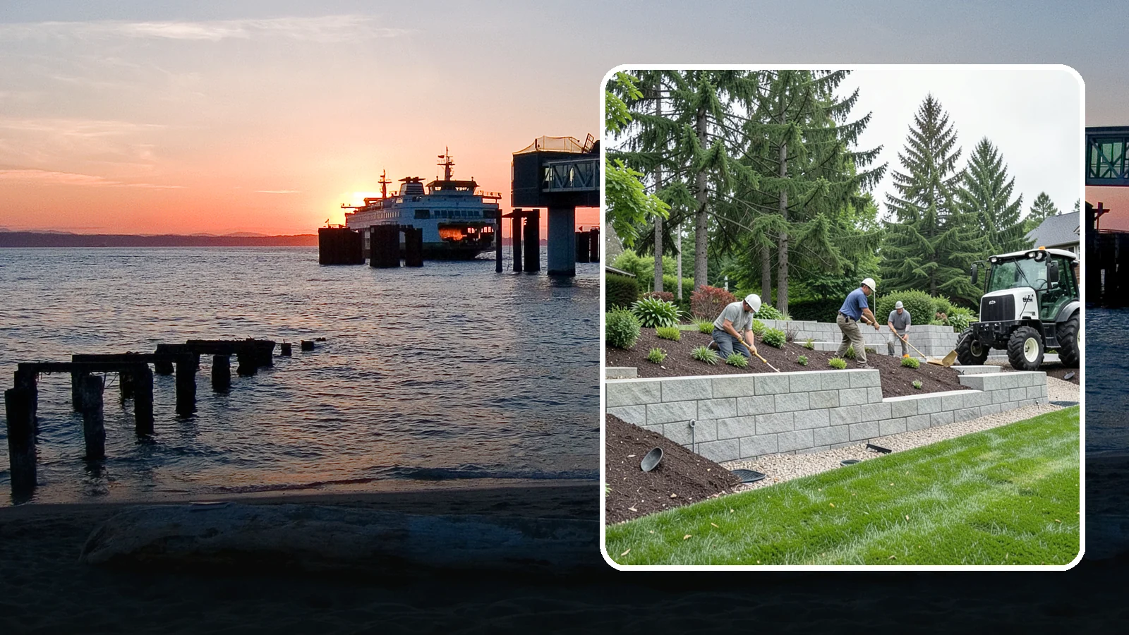 Block Wall Installation in Edmonds, Snohomish County, WA - We build engineered concrete block retaining walls with the drainage systems essential for saturated Northwest slopes.