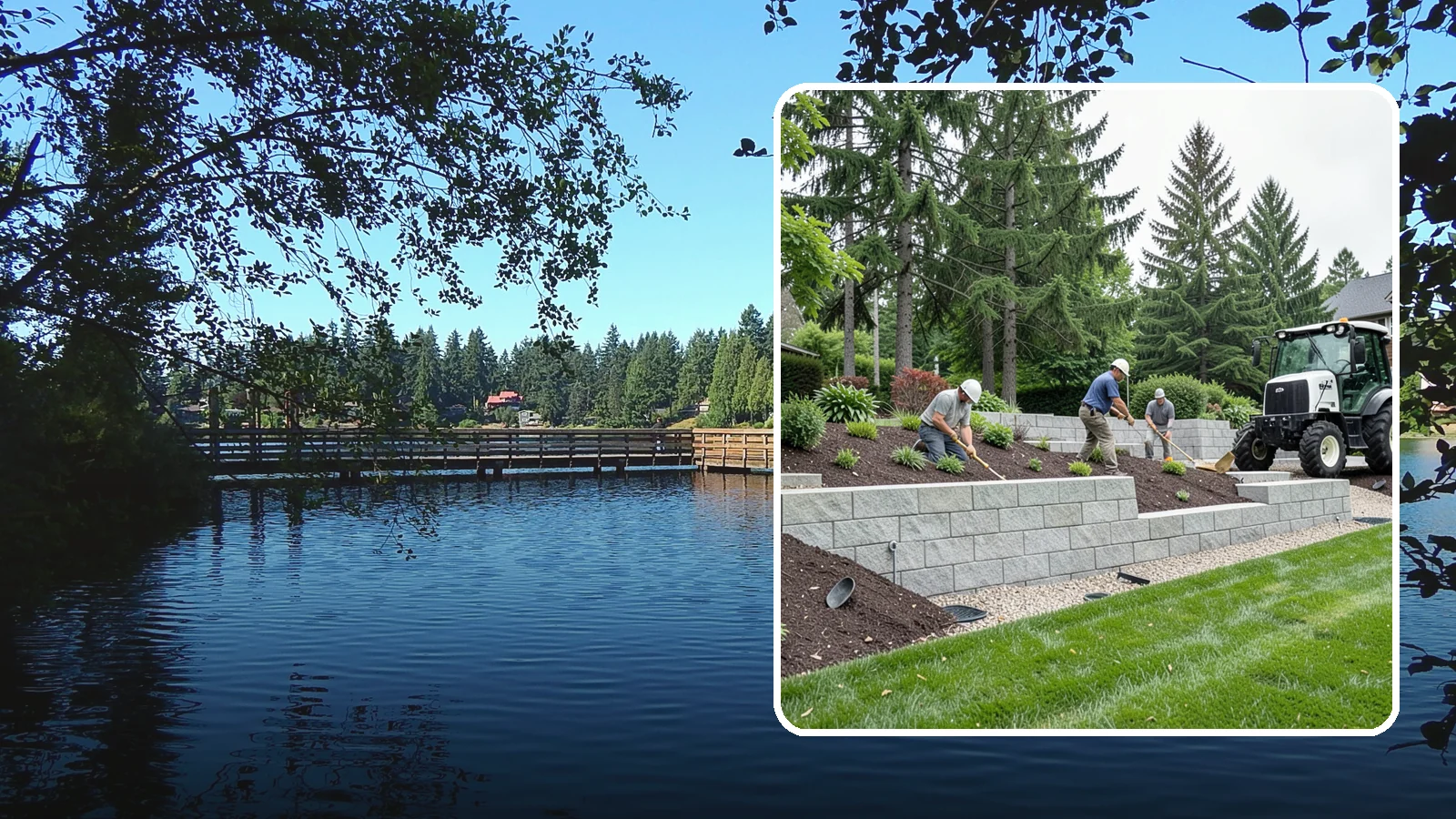 Block Wall Installation in Federal Way, King County, WA - We build engineered concrete block retaining walls with the drainage systems essential for saturated Northwest slopes.