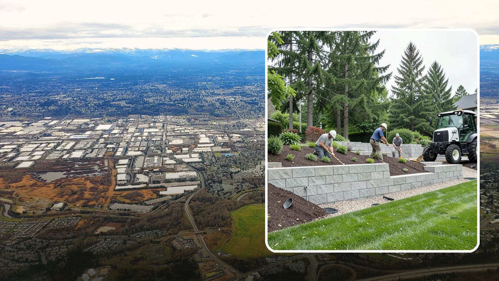 Block Wall Installation in Kent, King County, WA - We build engineered concrete block retaining walls with the drainage systems essential for saturated Northwest slopes.