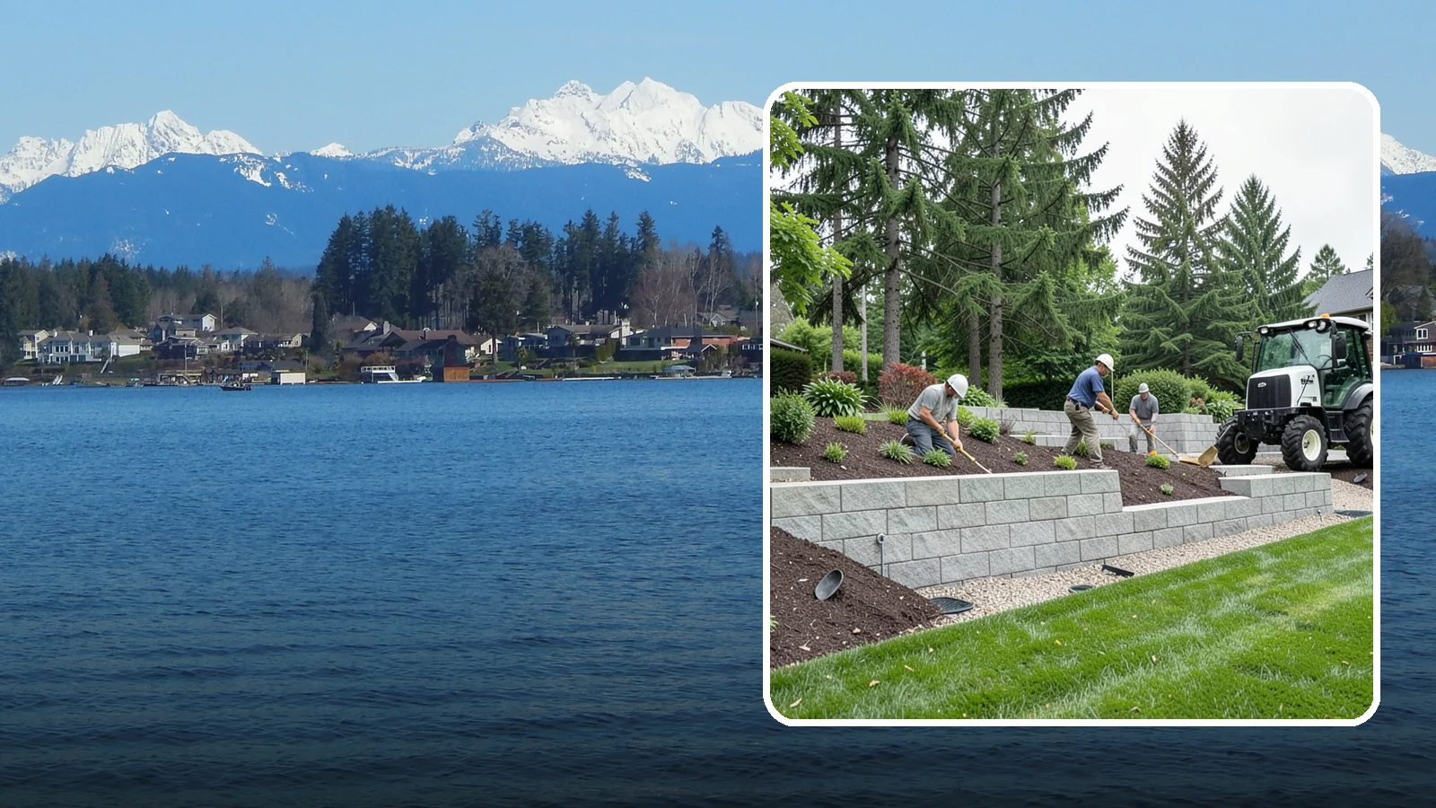 Block Wall Installation in Lake Stevens, Snohomish County, WA - We build engineered concrete block retaining walls with the drainage systems essential for saturated Northwest slopes.