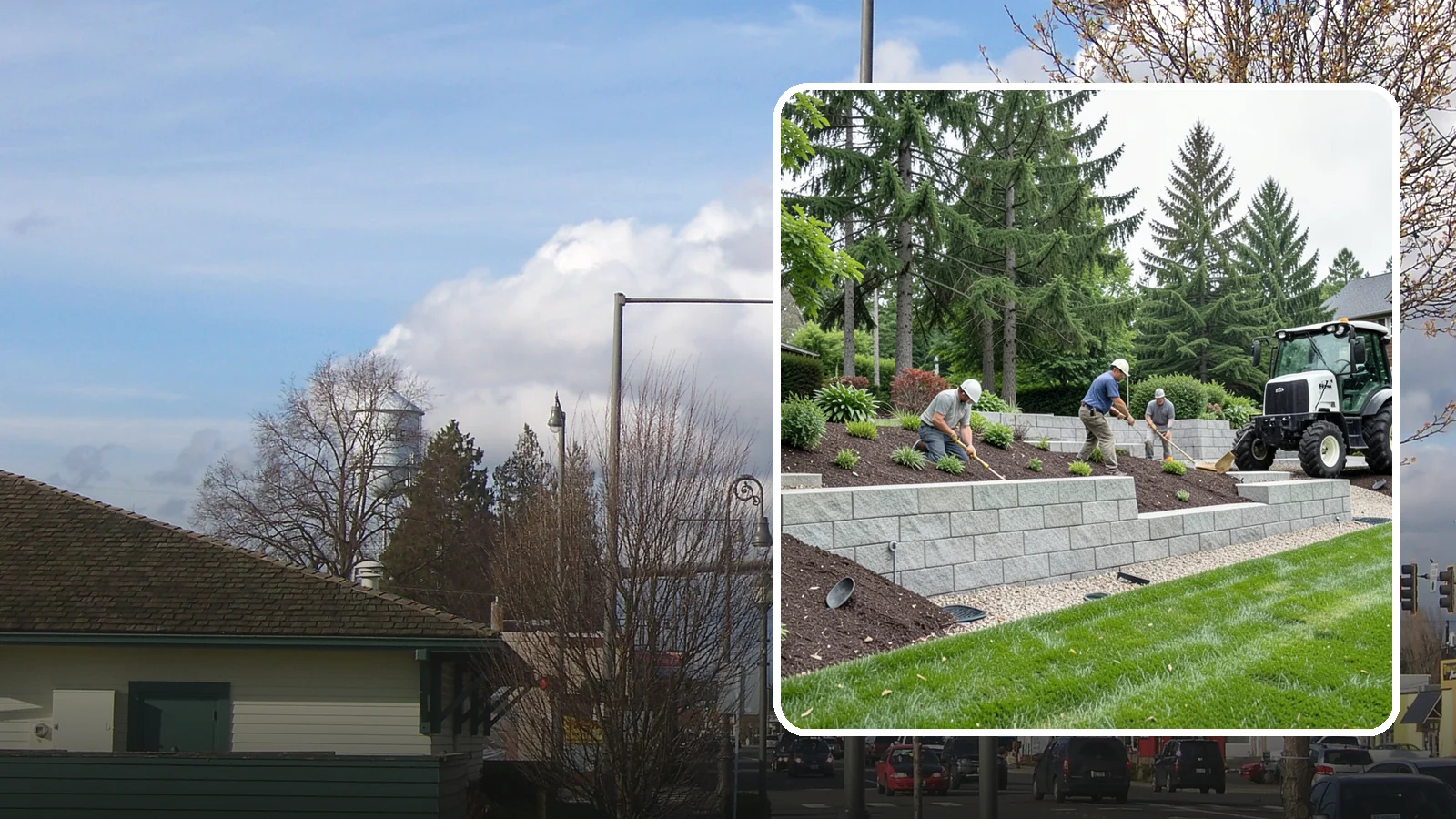 Block Wall Installation in Marysville, Snohomish County, WA - We build engineered concrete block retaining walls with the drainage systems essential for saturated Northwest slopes.