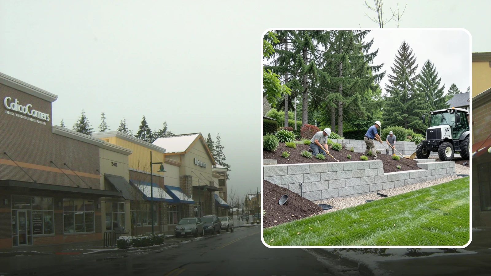 Block Wall Installation in Mill Creek, Snohomish County, WA - We build engineered concrete block retaining walls with the drainage systems essential for saturated Northwest slopes.