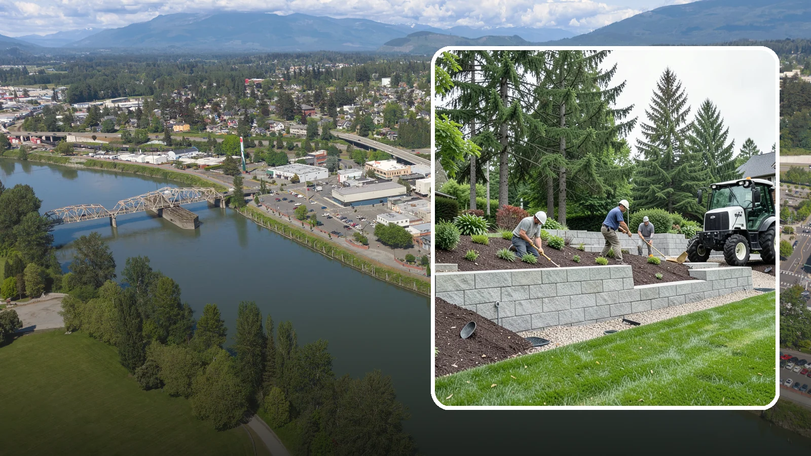Block Wall Installation in Mount Vernon, Skagit County, WA - We build engineered concrete block retaining walls with the drainage systems essential for saturated Northwest slopes.
