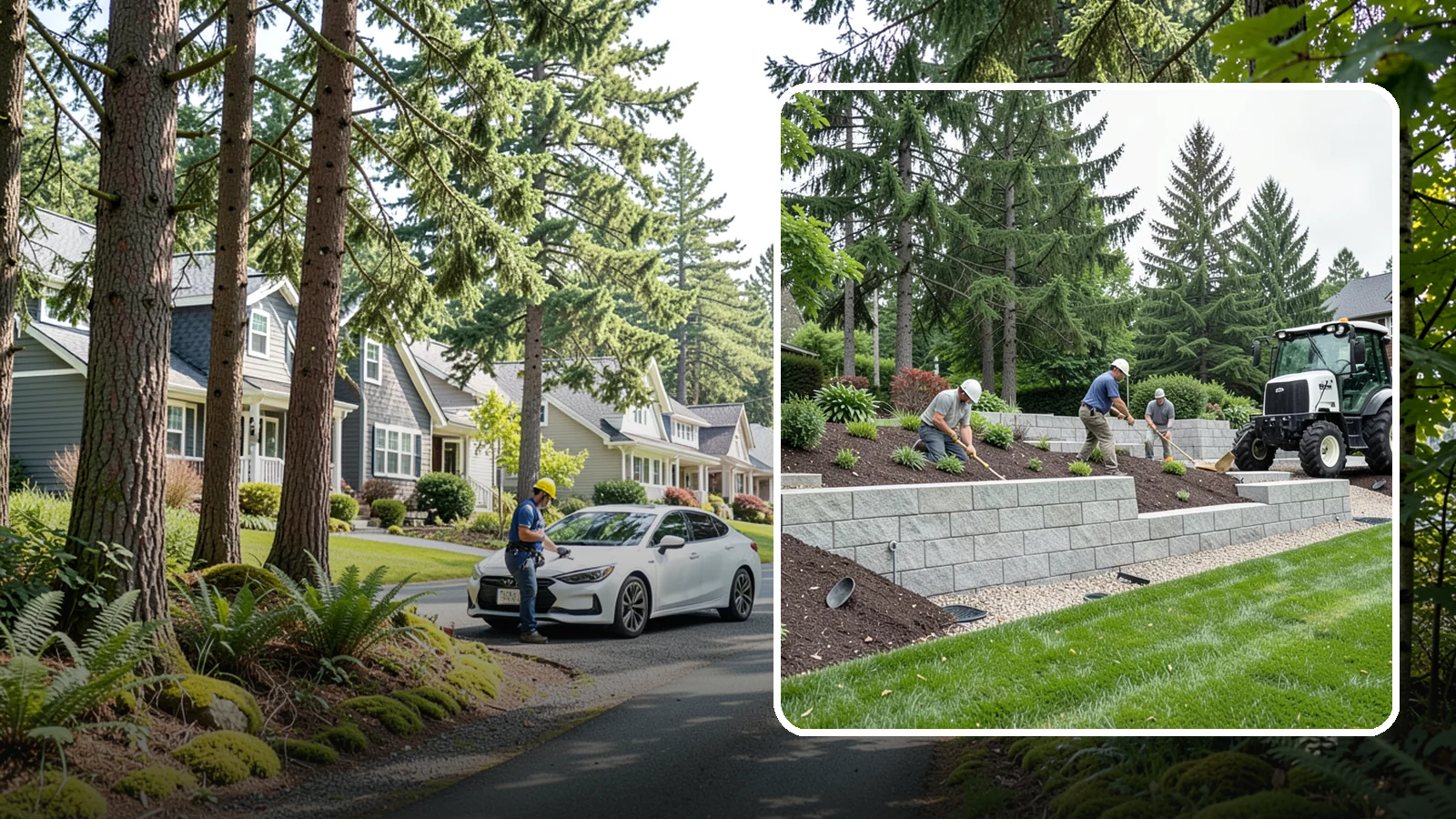 Block Wall Installation in Normandy Park, King County, WA - We build engineered concrete block retaining walls with the drainage systems essential for saturated Northwest slopes.