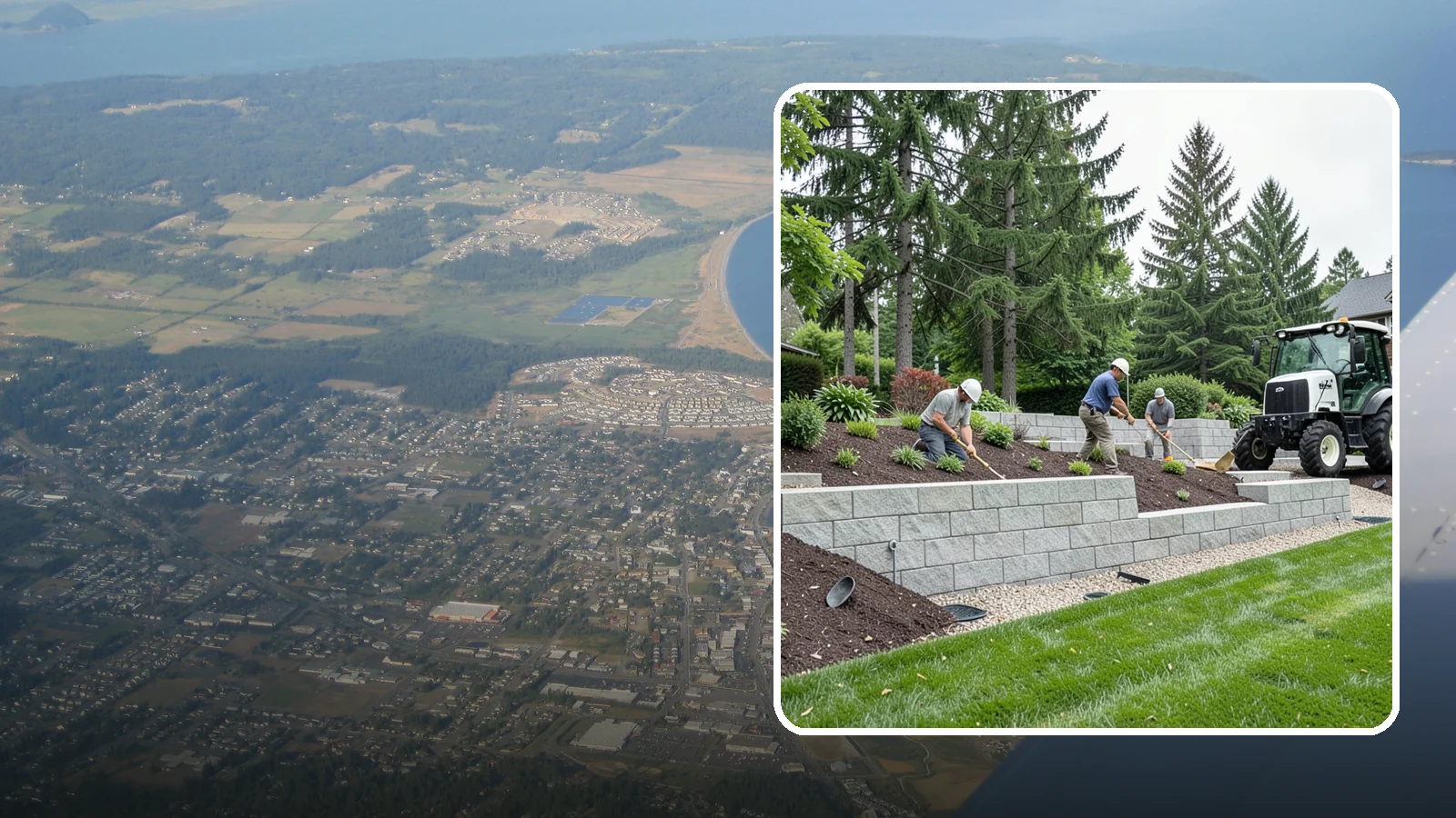 Block Wall Installation in Oak Harbor, Island County, WA - We build engineered concrete block retaining walls with the drainage systems essential for saturated Northwest slopes.