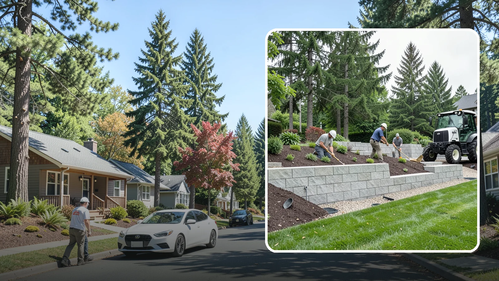 Block Wall Installation in Orting, Pierce County, WA - We build engineered concrete block retaining walls with the drainage systems essential for saturated Northwest slopes.