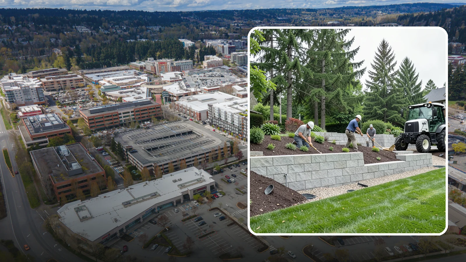 Block Wall Installation in Redmond, King County, WA - We build engineered concrete block retaining walls with the drainage systems essential for saturated Northwest slopes.
