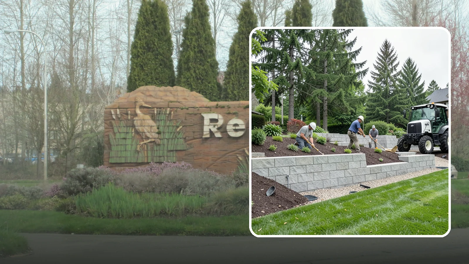 Block Wall Installation in Renton, King County, WA - We build engineered concrete block retaining walls with the drainage systems essential for saturated Northwest slopes.