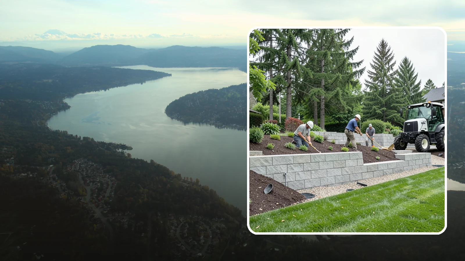 Block Wall Installation in Sammamish, King County, WA - We build engineered concrete block retaining walls with the drainage systems essential for saturated Northwest slopes.