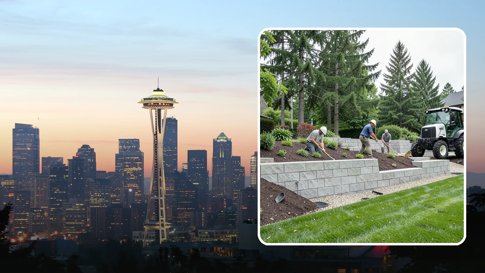 Block Wall Installation in Seattle, King County, WA - We build engineered concrete block retaining walls with the drainage systems essential for saturated Northwest slopes.