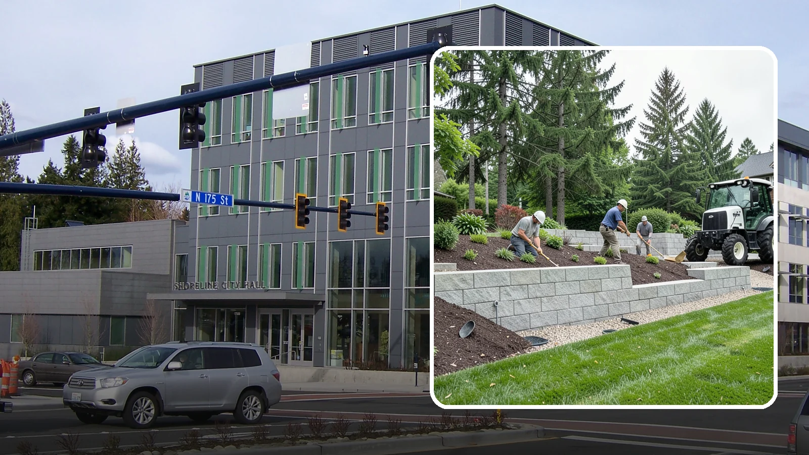 Block Wall Installation in Shoreline, King County, WA - We build engineered concrete block retaining walls with the drainage systems essential for saturated Northwest slopes.