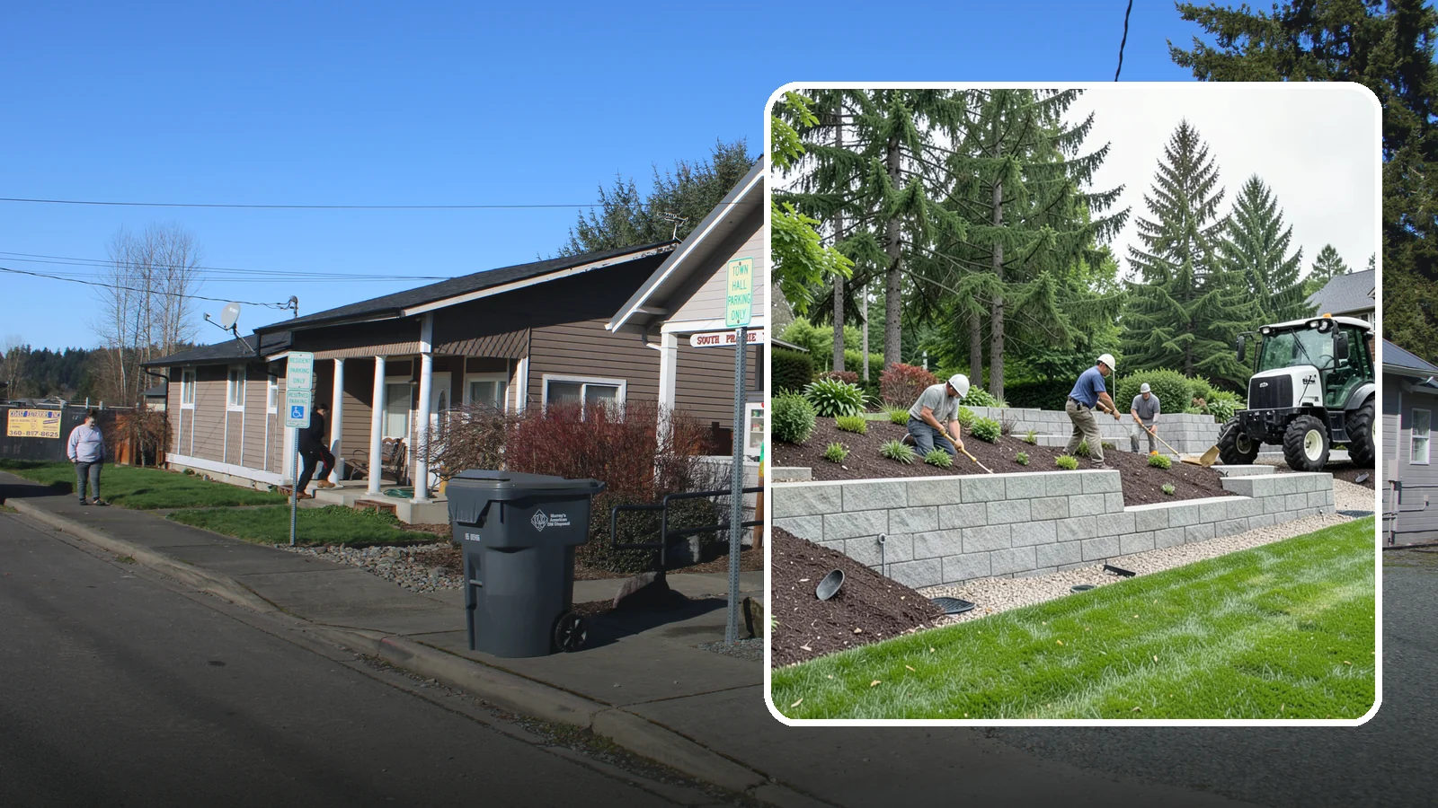 Block Wall Installation in South Prairie, Pierce County, WA - We build engineered concrete block retaining walls with the drainage systems essential for saturated Northwest slopes.