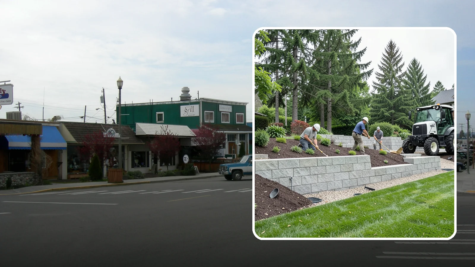 Block Wall Installation in Stanwood, Snohomish County, WA - We build engineered concrete block retaining walls with the drainage systems essential for saturated Northwest slopes.