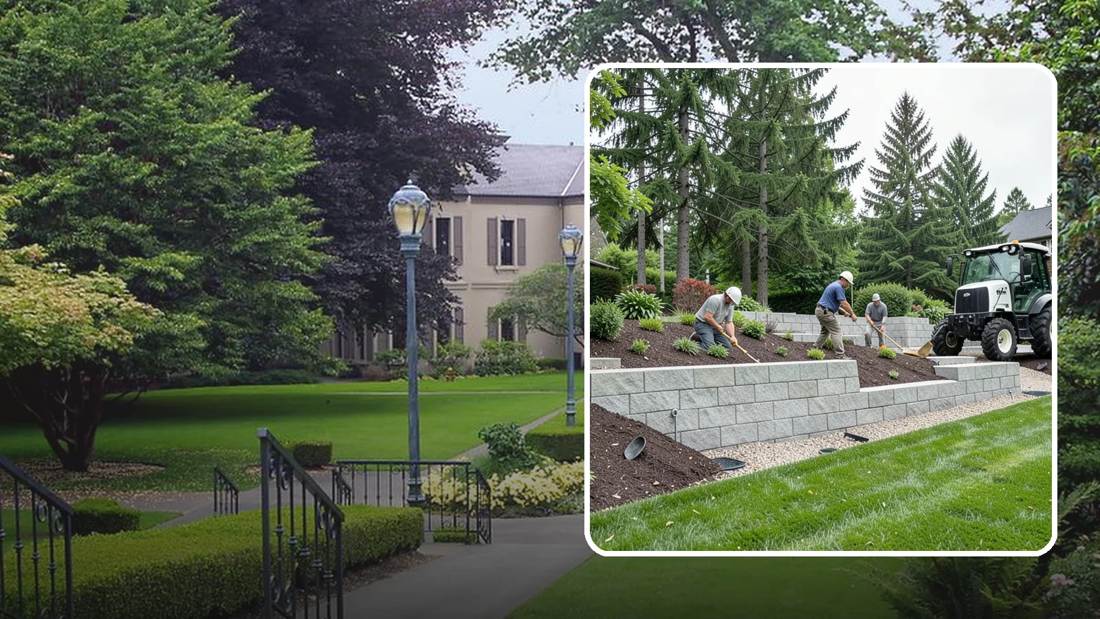 Block Wall Installation in Woodinville, King County, WA - We build engineered concrete block retaining walls with the drainage systems essential for saturated Northwest slopes.